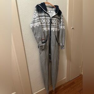 Marius X Onepiece Of Norway Jump In Jumpsuit Unisex Gray/Black Zip Up Size S